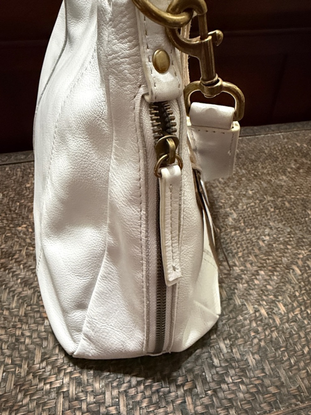 White Leather Shoulder Bag - Picture 4 of 16